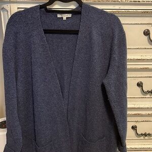 Madewell Cardigan Women's Blue Open Front Merino Wool Alpaca Pockets Size Small